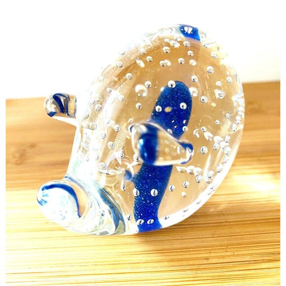 Blown Glass Pig Paperweight Center Blue Murano Style - Picture 2 of 7